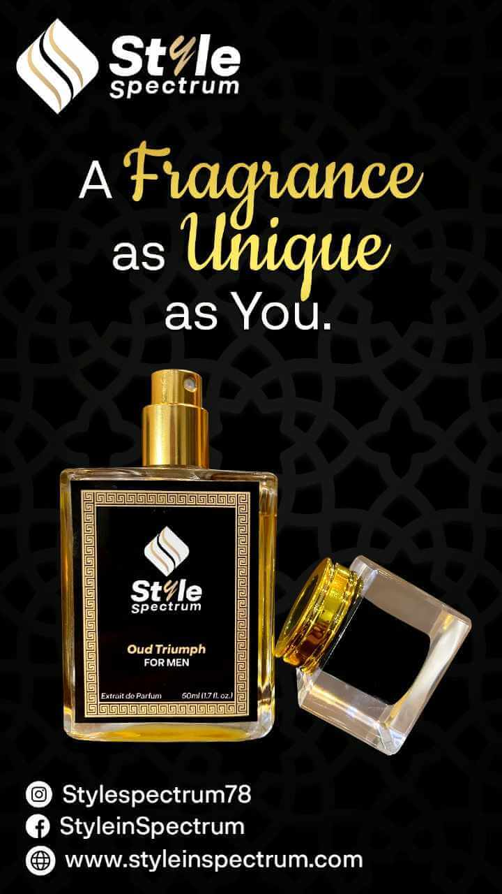 Oud Triumph perfume graphic representing bold oriental oud fragrance for men with a deep and powerful royal theme