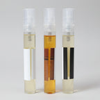 Perfume sampler set back view showing labels and fragrance details